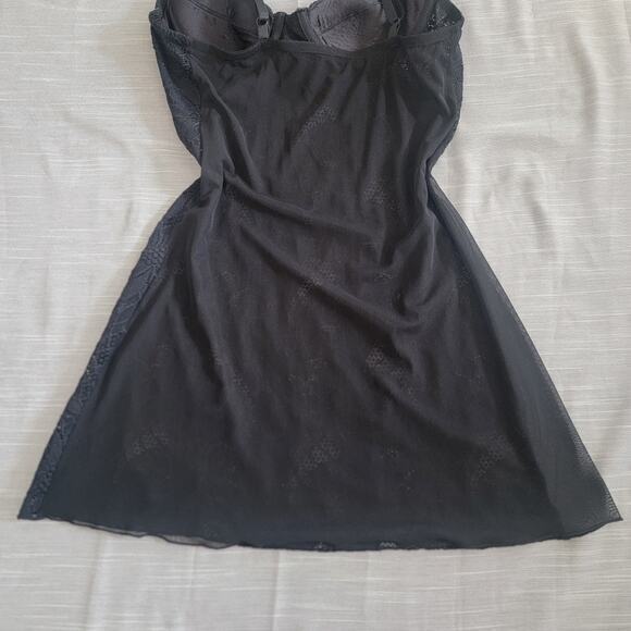 Fredericks of Hollywood Black Teddy Slip Lace Medium Nightie Grunge Whimsygoth - Picture 12 of 16